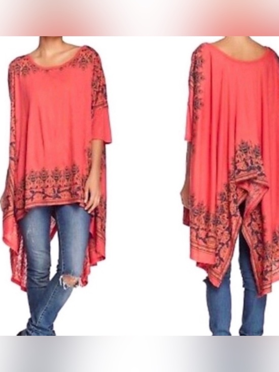 Free People Tops - Free People Pick Me Up' Drapey Printed High Low Tee Top Shirt Blouse medium